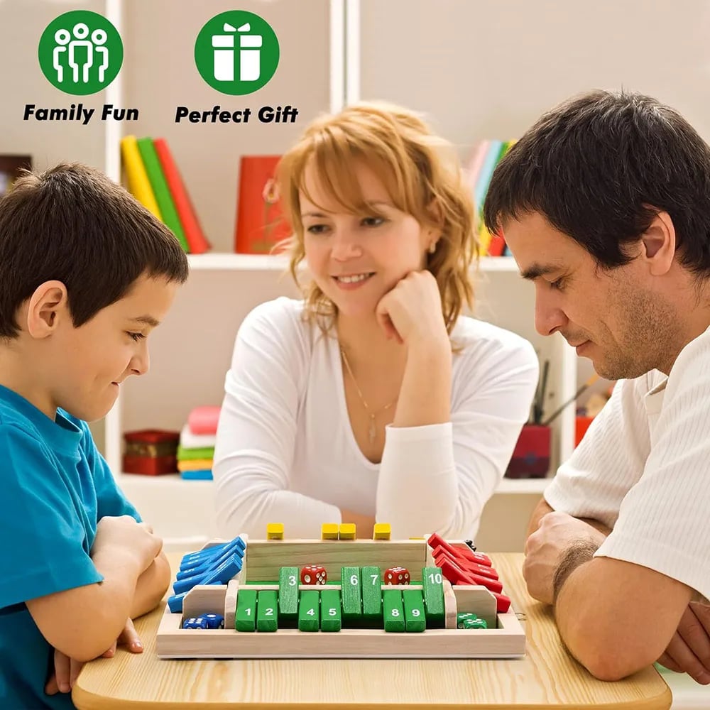 🏆🎁 Wooden Shut the Box Game – Family Party Dice Game for Kids & Adults | Math & Strategy Fun
